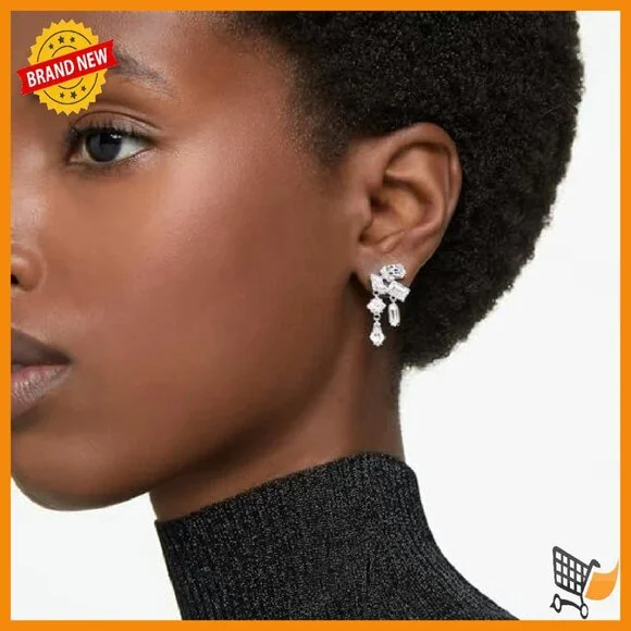 Crystal Drop Earrings Rhodium Setting 1.06 Inch Dangle Jewelry